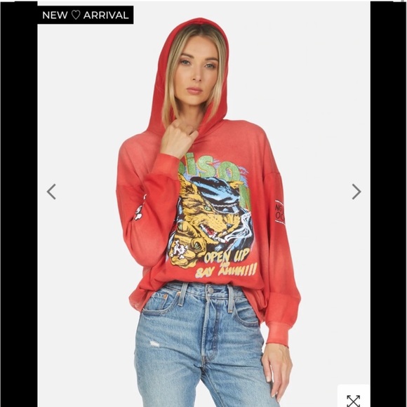 Lauren Moshi Poison Band Hoodie in Red Wash with Crystal Embellishments - Picture 2 of 8